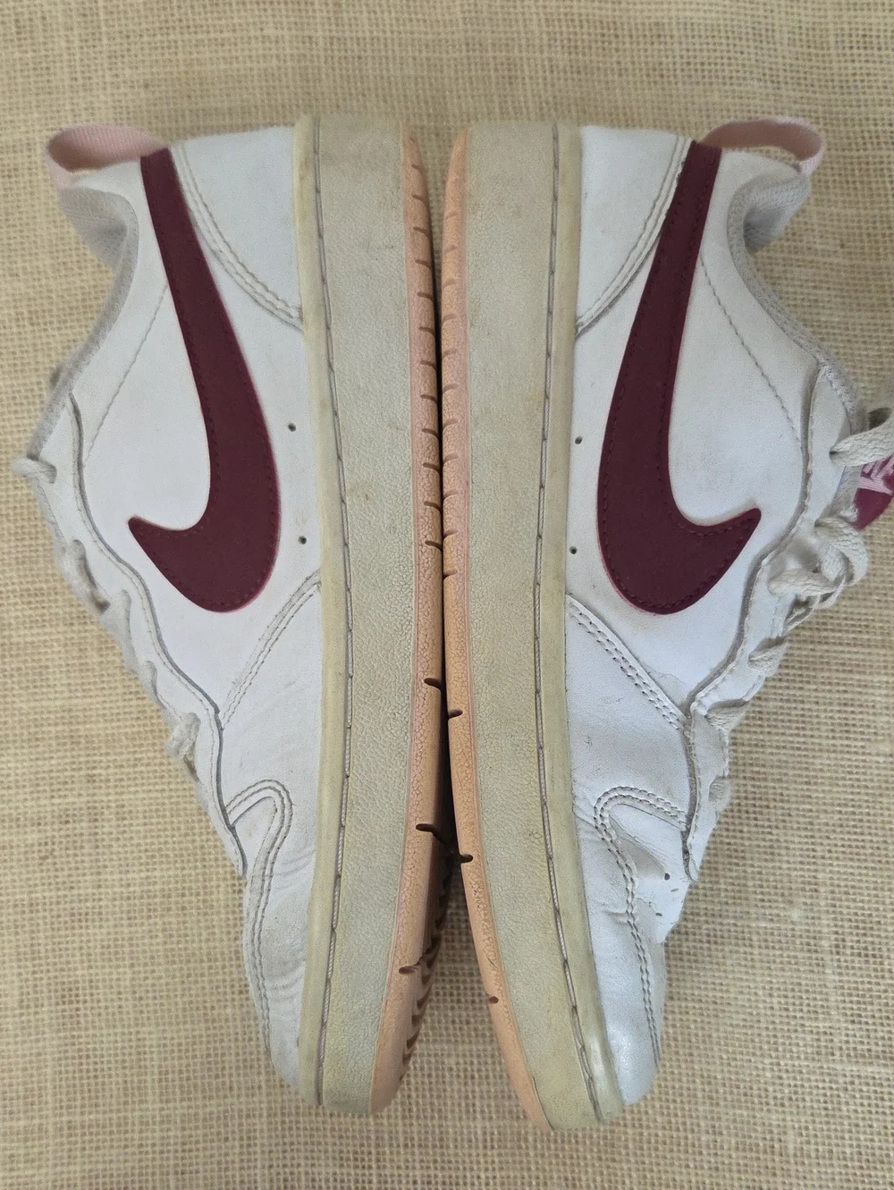 Nike Court Borough Low-Top Sneakers White with Maroon Swoosh 4.5Y